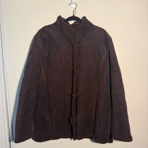 Women's Brown Faux Suede Teddy Coat